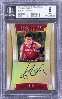 2004-05 UD "Exquisite Collection" Enshrinements Red #ENYM1 Yao Ming Signed Card (#25/25) - BGS NM-MT 8/BGS 10